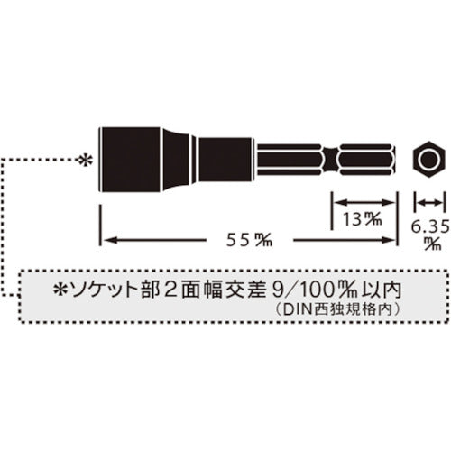 ベストツール　ＢＥＳＴ　波板フックボルト用ショートタイプソケットビット　８ｍｍ　BS-208　1 個