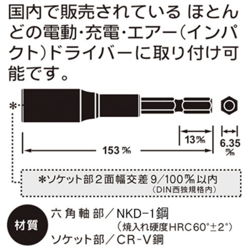 ベストツール　ＫＯＳＥＩ　ロングソケットビット　２１ｍｍ　BDS-21L　1 個