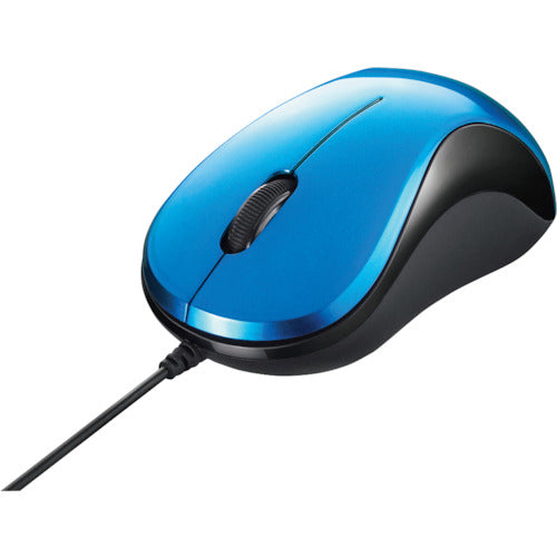 BAFFALO Wired Blue LED Optical Mouse, Quiet/3 Buttons, Blue, BSMBU100BL, 1 pc