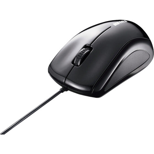 BAFFALO Wired Laser Mouse, Quiet/3 Buttons, Black, BSMLU100BK, 1 pc