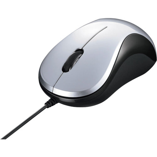 BAFFALO Wired Blue LED Optical Mouse, Silent/3 Buttons, Silver BSMBU100SV, 1 pc