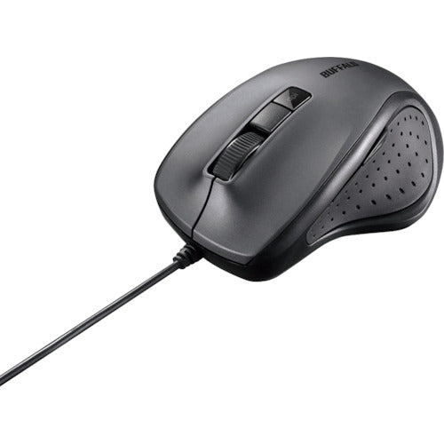 BAFFALO Wired Blue LED Optical Mouse, Silent, 5 Buttons, DPI Switching Button, Black, BSMBU300BK, 1 Piece