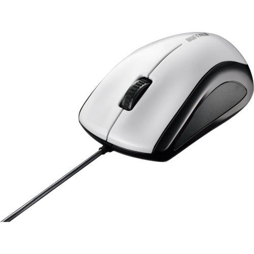 BAFFALO Wired Laser Mouse, Quiet/3 Buttons, White, BSMLU100WH, 1 pc
