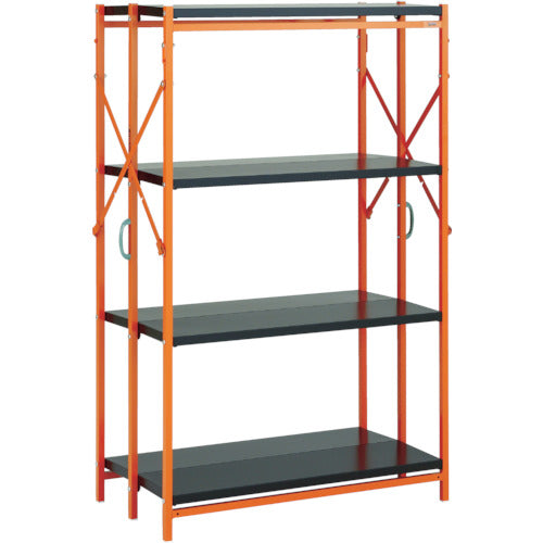 TRUSCO One-touch Rack W915 x 450 x H1368 4 shelves Black x Orange TR-5344-BK 1 unit