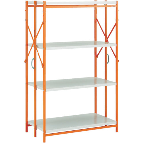 TRUSCO One-touch Rack W915 x D450 x H1368 4 shelves White x Orange TR-5344-W 1 unit