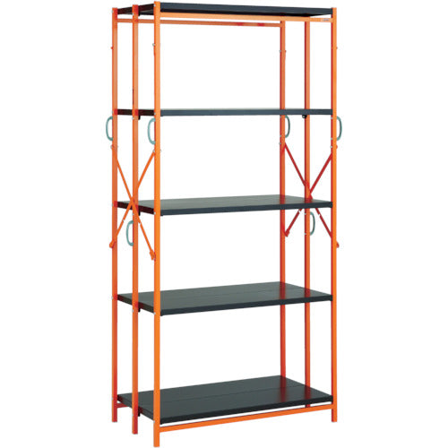 TRUSCO One-touch Rack W915 x D450 x H1805 5 shelves Black x Orange TR-6345-BK 1 unit