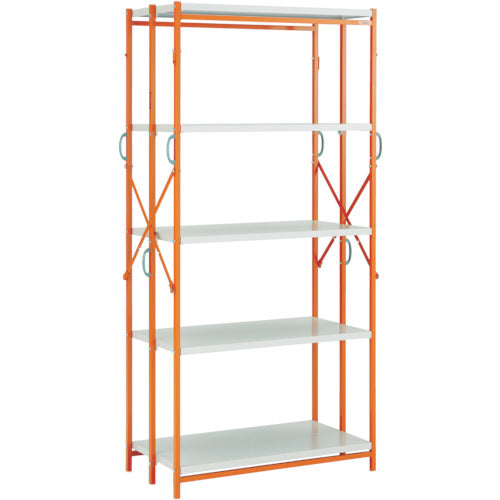 TRUSCO One-touch Rack W915 x D450 x H1805 5 shelves White x Orange TR-6345-W 1 unit
