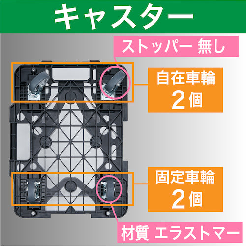 ＴＲＵＳＣＯ　樹脂製平台車　　ルートバンメッシュタイプ　５１５Ｘ３８５　黒　MPK-500-BK　1 台