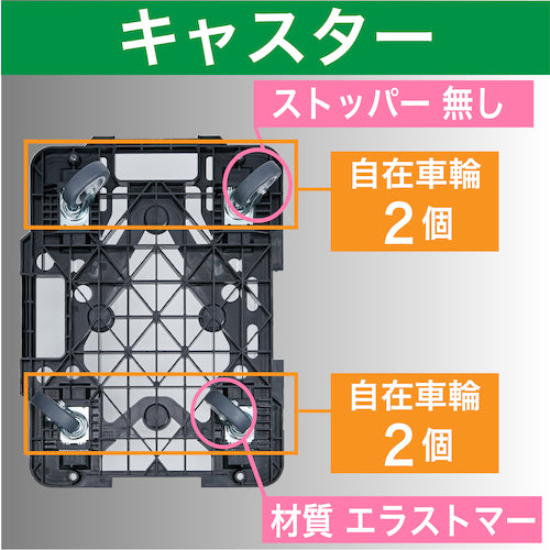 ＴＲＵＳＣＯ　樹脂製平台車　　ルートバンメッシュタイプ　５１５Ｘ３８５　オール自在　黒　MPK-500J-BK　1 台