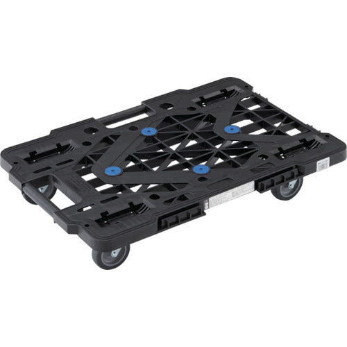 ＴＲＵＳＣＯ　樹脂製平台車　　ルートバンメッシュタイプ　６１５Ｘ４１５　オール自在　黒　MPK-600J-BK　1 台