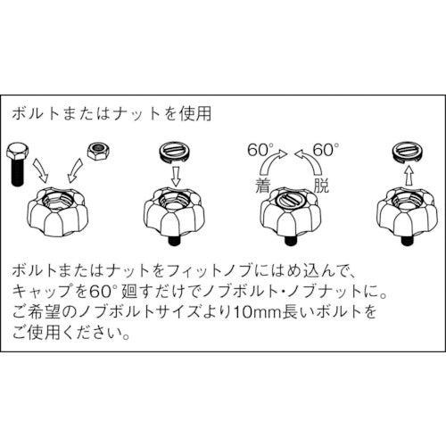 三星　フィットノブ　Ｍ１０　本体／黒　キャップ／黒　（５個入り）　FIT-K-M10-BK-5P　1 袋