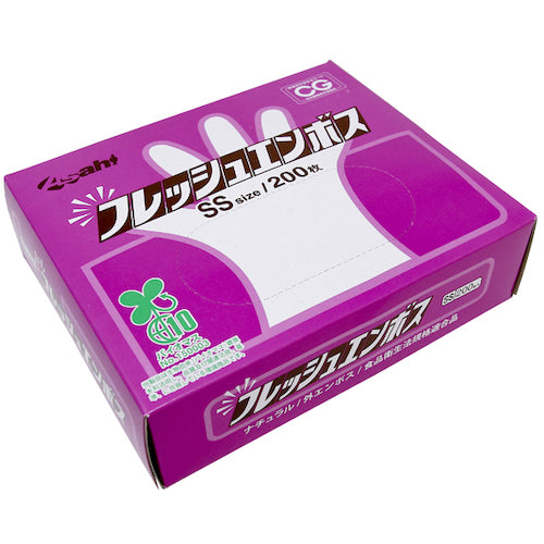 Ａｓａｈｉ　バイオマス　ポリエチレン手袋　フレッシュエンボス箱入ＳＳ（２００枚入）　11335　1 箱