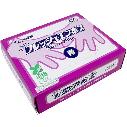 아사히 바이오 매스 폴리에틸렌 장갑 신선한 엠보싱 박스 입 청색 SS (200 매입) 11339 1 상자