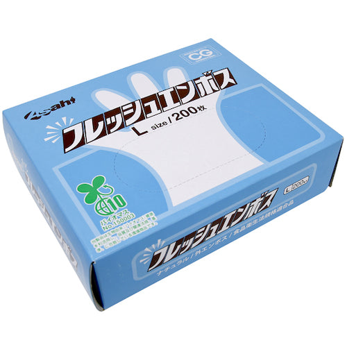Ａｓａｈｉ　バイオマス　ポリエチレン手袋　フレッシュエンボス箱入Ｌ（２００枚入）　11338　1 箱