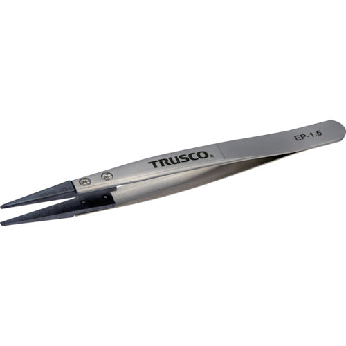 TRUSCO ESD Tip Tweezers, Flat Tip, Tip Width 1.5mm, EP-1.5, 1 Piece