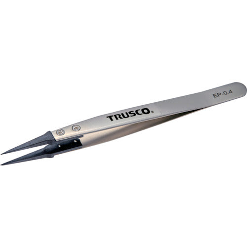TRUSCO ESD Tip Tweezers, Fine Tip, Tip Width 0.4mm, EP-0.4, 1 Piece
