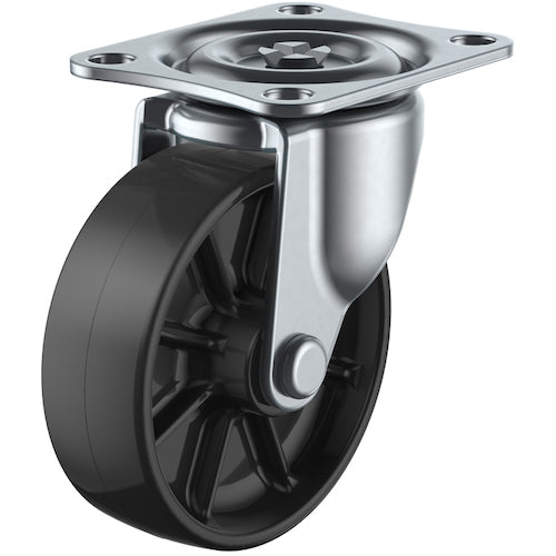 유에이 플레이트식 자재 캐스터 블랙 나일론 바퀴 지름 38mm G타입 G형 설치 치수 36×28 G-38BN 1개