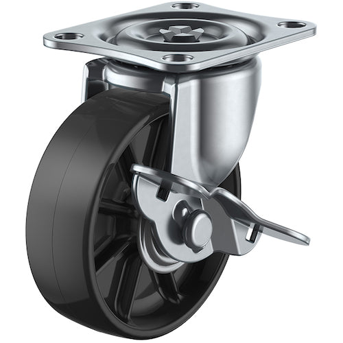 유에이 플레이트식 자재 캐스터 블랙 나일론 바퀴 지름 38mm 스토퍼 부착 G타입 G-S형 설치치수 36×28 G-38BNS 1개