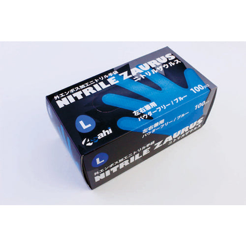 Asahi embossed nitrile gloves, Nitrile Saurus Blue PF L (100 pieces) 25977 1 box