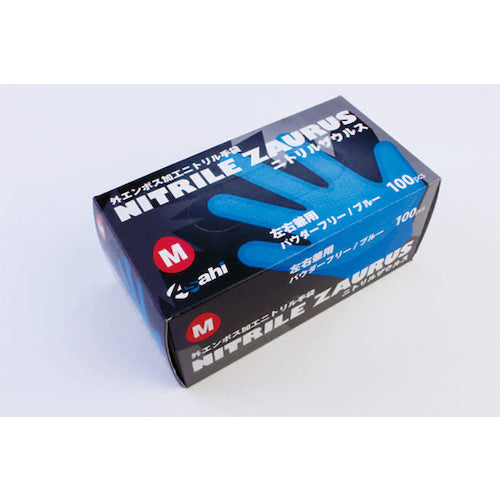 Asahi embossed nitrile gloves, Nitrile Saurus Blue PF M (100 pieces) 25976 1 box