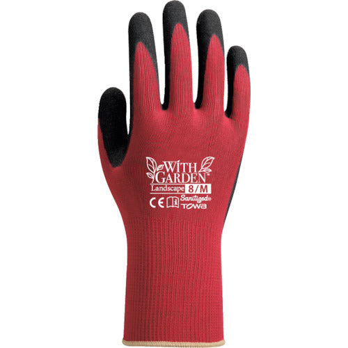 トワロン　ニトリル背抜き手袋　ＷＩＴＨＧＡＲＤＥＮランドスケープ　バーガンディ　７／Ｓ　W595-S　1 双