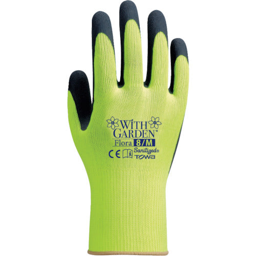 トワロン　天然ゴム背抜き手袋　ＷＩＴＨＧＡＲＤＥＮフローラ　レモンイエロー　８／Ｍ　W317-M　1 双