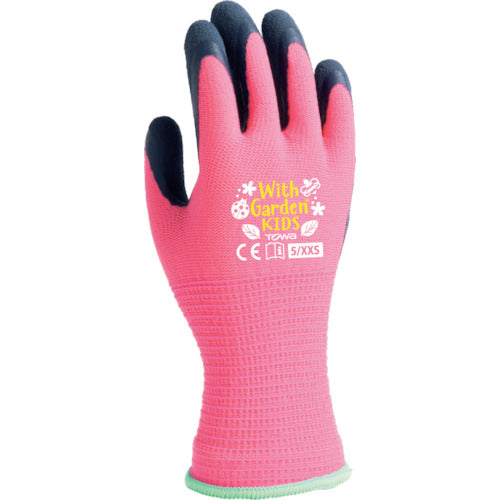 トワロン　天然ゴム背抜き手袋　ＷＩＴＨＧＡＲＤＥＮ　ＫＩＤＳ　ローズピンク　５／ＸＸＳ　W381-XXS　1 双