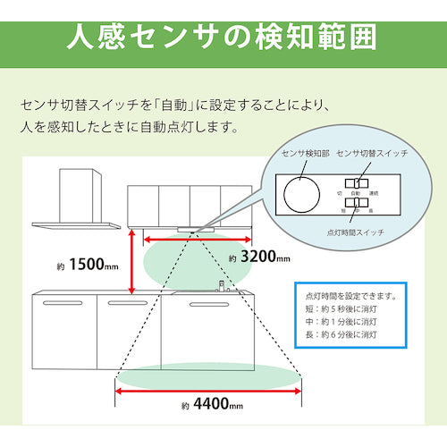 Hotalux LED kitchen light with motion sensor, equivalent to FL20 type, 660lm, HWDGS22005, 1 unit