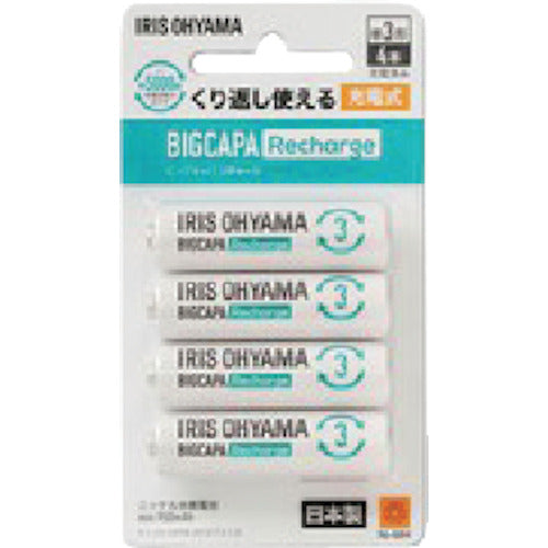 IRIS 578036 빅 캐퍼 리차지 단 3형 니켈 수소 전지 4개 팩 BCR-R3MH/4B 1 PK