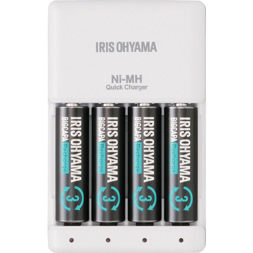 IRIS 578040 Big Capacity Recharge Quick Charger Set with 4 AA batteries BCR-SQC3MH/4S 1 S
