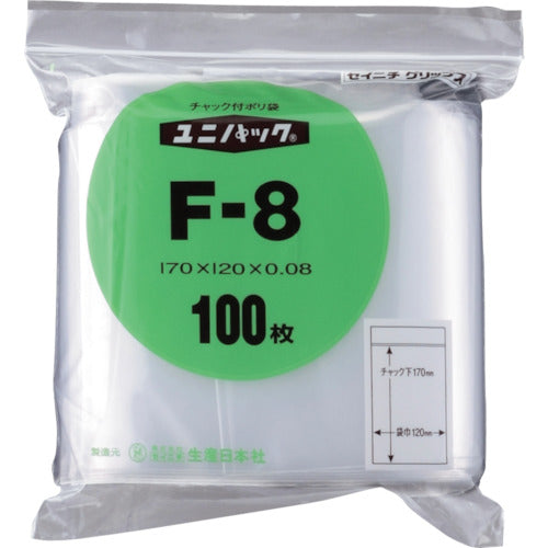 SEINICHI Ziplock Plastic Bags Unipack (Thick) F-8 Transparent Length 170 x Width 120 x Thickness 0.08mm 100 Pieces F-8 1 Bag