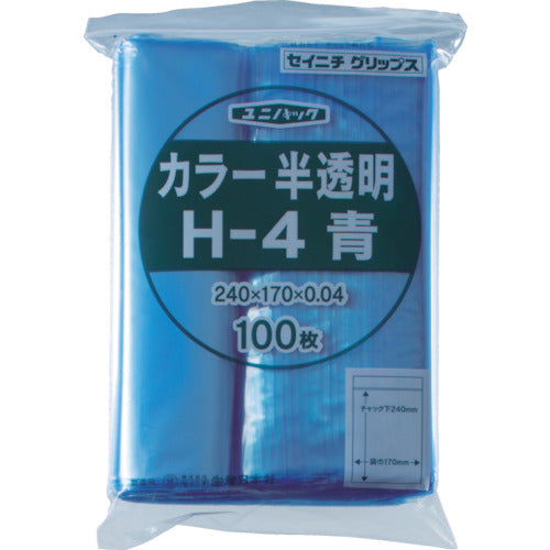SEINICHI Ziplock Plastic Bags Unipack H-4 Semi-transparent Blue 240mm long x 170mm wide x 0.04mm thick 100 pieces H-4-CB 1 bag