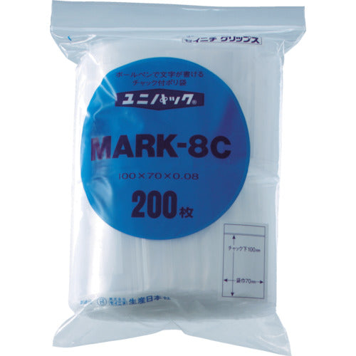 SEINICHI Ziplock Plastic Bags Unipack MARK-8G Transparent 200mm long x 140mm wide x 0.08mm thick 100 pieces MARK-8G 1 bag