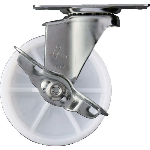 해머 E 시리즈 올 스테인리스 선회식 나일론 바퀴 100mm 스토퍼 부착 315E-N100 1개