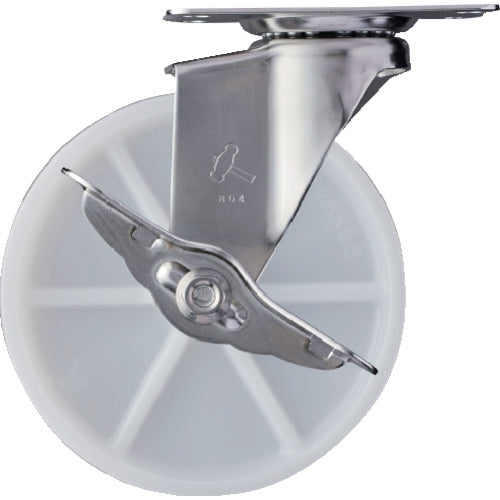 해머 E 시리즈 올 스테인리스 선회식 나일론 바퀴 125mm 스토퍼 부착 315E-N125 1개