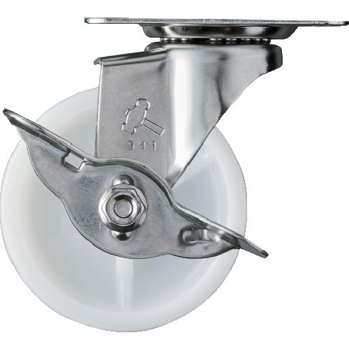 해머 E 시리즈 올 스테인리스 선회식 나일론 바퀴 65mm 스토퍼 부착 315E-N65 1개