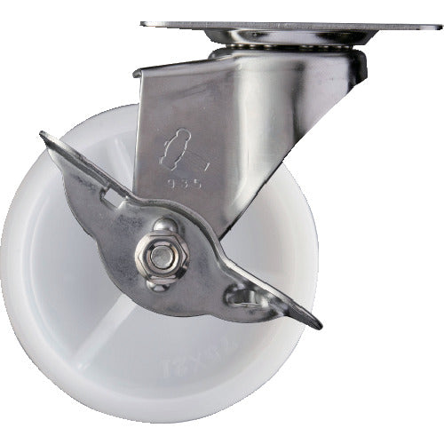 해머 E 시리즈 올 스테인리스 선회식 나일론 바퀴 75mm 스토퍼 부착 315E-N75 1개