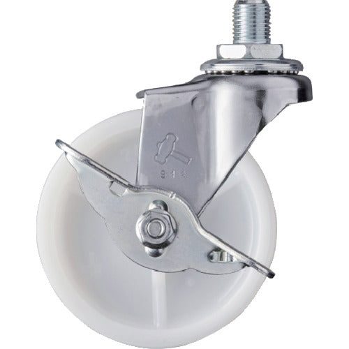 망치 나사 포함 선회식 나일론 바퀴 75mm UNF1/2 스토퍼 부착 415A-10N75 1개