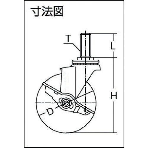 ハンマー　ねじ込み旋回式ウレタン車輪（ナイロンホイール・ベアリング）１００ｍｍ　ストッパー付　415EA-UR100　1 個