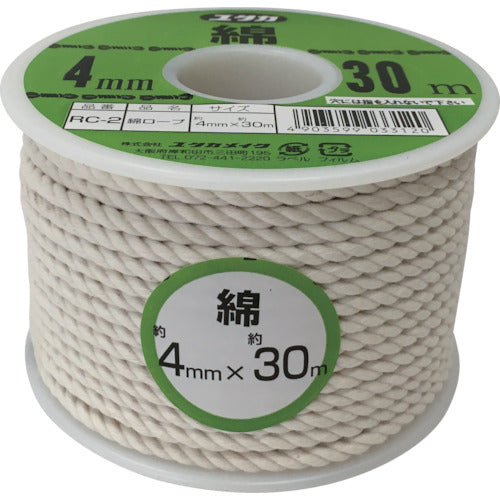 ユタカメイク　ロープ　綿ロープボビン巻　４φ×３０ｍ　RC-2　1 巻