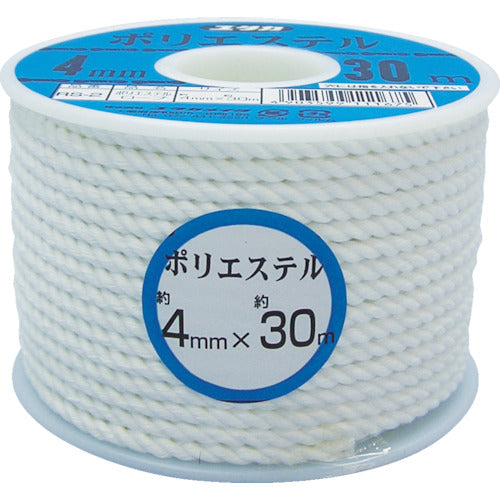 ユタカメイク　ロープ　ポリエステルロープボビン巻　４ｍｍ×３０ｍ　RS-2　1 巻