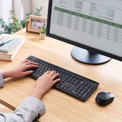 ELECOM Full Keyboard Wireless (2.4GHz) Quiet Design Antibacterial Mouse Included Black TK-FDM116SKMBK 1 Unit