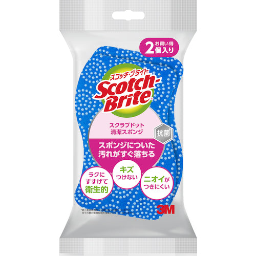 3M 스카치 브라이트 스크럽 도트 청결 스폰지 2개 팩(블루) SDS-02KB2PM 1조