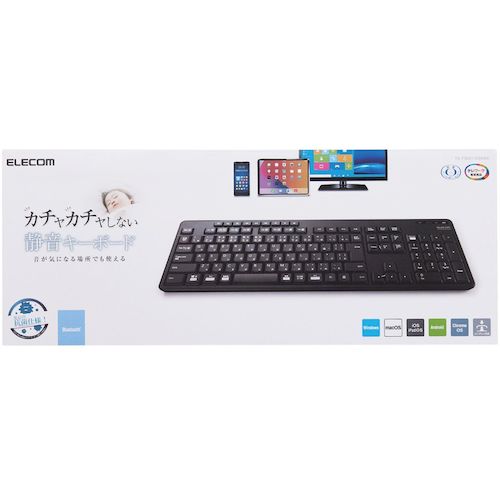 ELECOM Full Keyboard Bluetooth Quiet Design Antibacterial Black TK-FBM118SKBK 1 pc