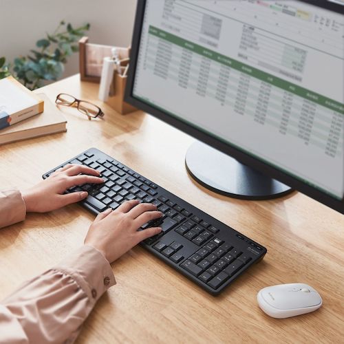 ELECOM Full Keyboard Bluetooth Quiet Design Antibacterial Black TK-FBM118SKBK 1 pc