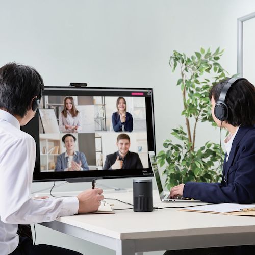 ELECOM Conference Speakerphone Noise Reduction Echo Canceller Omnidirectional Microphone Wired USB-A HS-SP02BK 1 pc