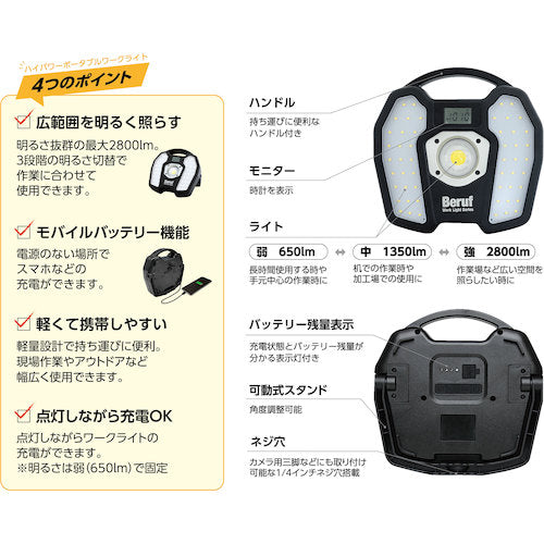 BERUF BTK-2801R High Power Portable Work Light 87237 1 piece