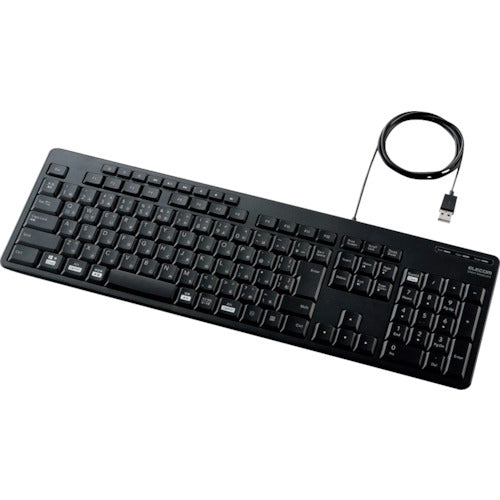 ELECOM Full Keyboard, Wired, Quiet Design, Antibacterial, Black, TK-FCM114SKBK, 1 unit