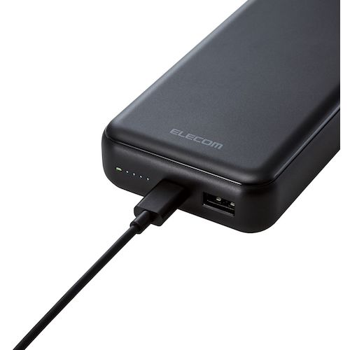 ELECOM Mobile Battery 20000mAh USB-A Output 1 Port USB-C Input/Output 1 Port Black DE-C34-20000BK 1 pc