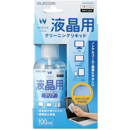 ELECOM 액정용 클리닝 리퀴드 100ml 클리닝 크로스 세트 CK-DP100SET 1상자